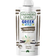 Farmers Union Greek Style Yoghurt Pouch Real Vanilla Bean