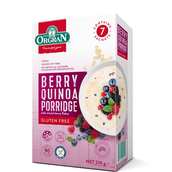 Orgran Gluten Free Porridge Berry Sachets 210g