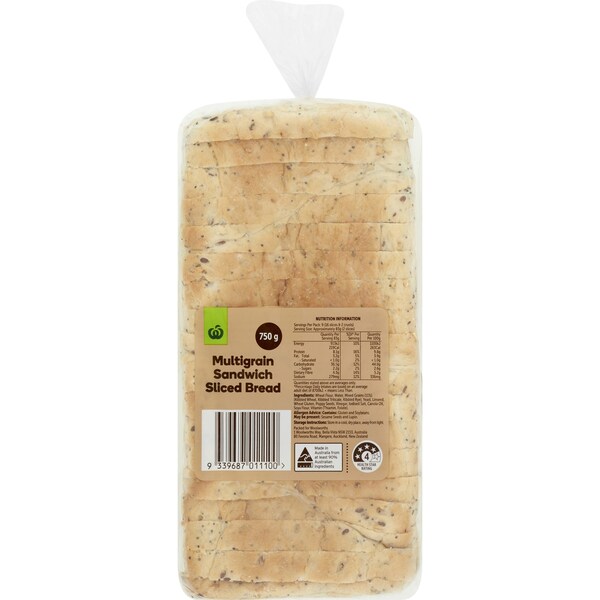 Woolworths Grain Sandwich Sliced Bread 750g