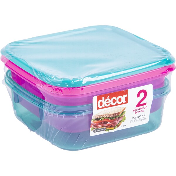 Tellfresh Sandwich Box 500ml 2 Pack