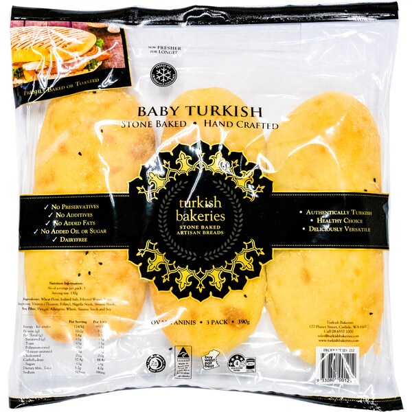 Turkish Bakeries Stone Baked Baby Rolls Hand Crafted 3 pack