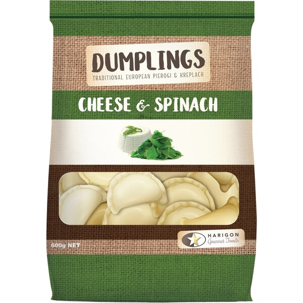 Harigon Gourmet Foods Dumplings Cheese & Spinach 600g