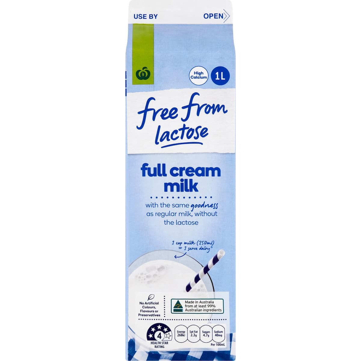 Woolworths Free From Lactose Free Full Cream Milk 1l bunch