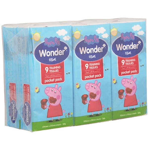 Wonder Peppa Pig Training Facial Tissues Pocket 6 x9 Pack