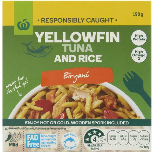 Woolworths Yellowfin Tuna and Rice Biryani 190g bunch