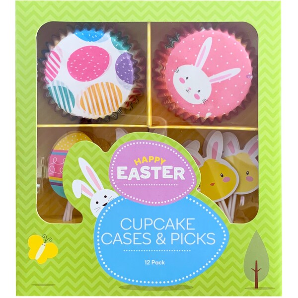 Easter Cupcake Cases & Picks Set 12 Pack