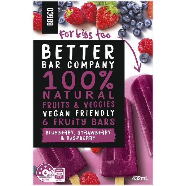 Better Bar Company Blueberry Strawberry Raspberry 6 Pack