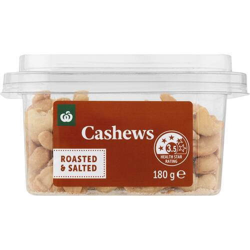 Woolworths Cashew Roasted and Salted Snack Pots 180g bunch