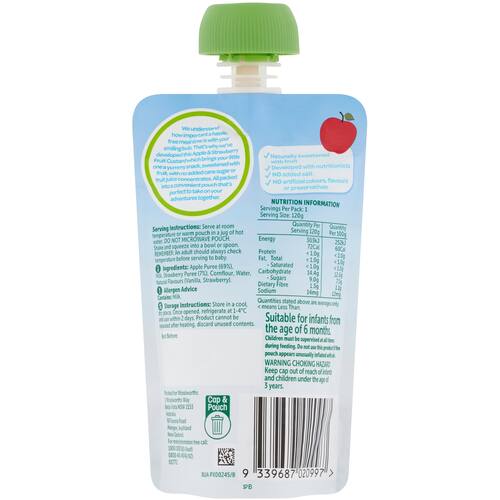 Woolworths Smiling Tums 6 Months+ Apple and Strawberry Custard 120g bunch