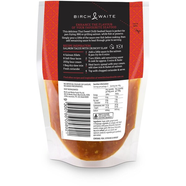 Birch & Waite Thai Sweet Chilli Seafood Cooking Sauce 175g