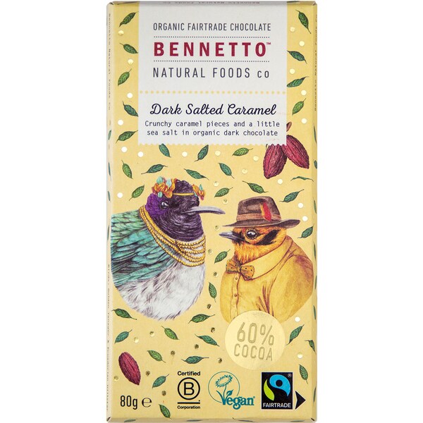 Bennetto Salted Caramel Dark Chocolate Block 80g