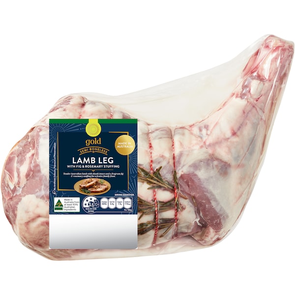 Woolworths Gold Easy Carve Lamb Leg With Rosemary & Fig Stuffing 1Kg