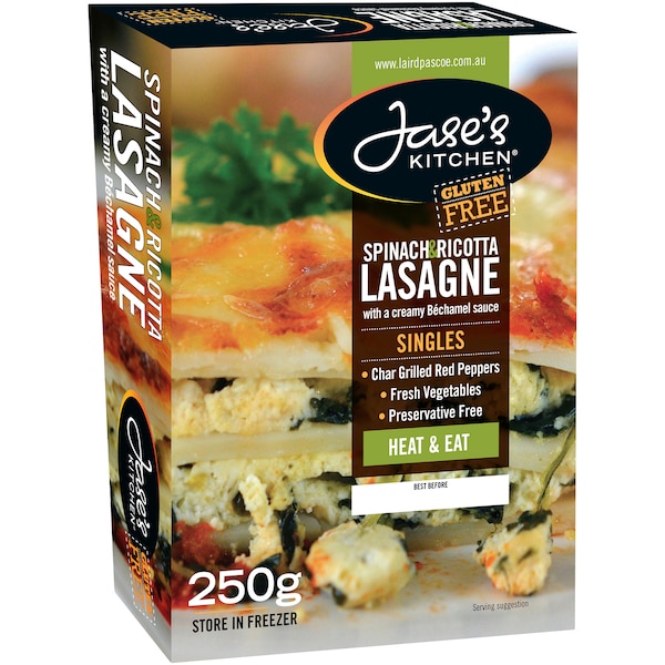 Jase's Kitchen Gluten Free Spinach & Ricotta Lasagne 250g