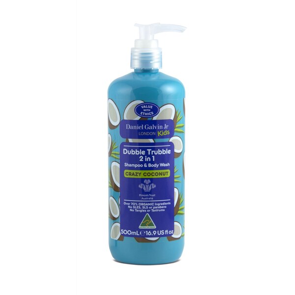 Dubble Trubble Crazy Coconut Organic 2 In 1 Shampoo & Body Wash 500mL