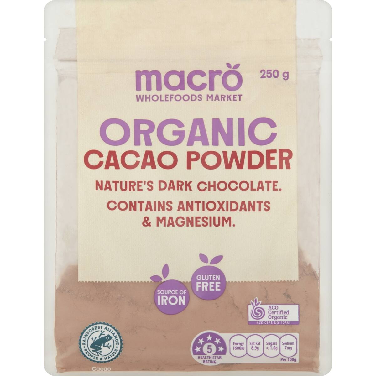 Macro Organic Cacao Powder 250g bunch