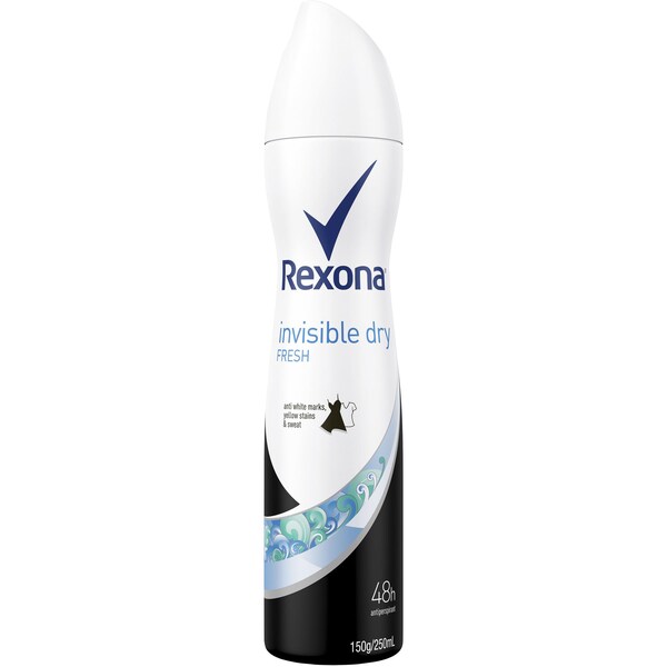 Rexona Women Antiperspirant Aerosol Deodorant Invisible Dry Fresh 250mL