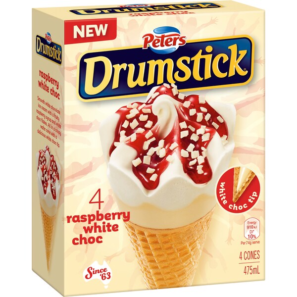 Peters Drumstick Raspberry White Choc 4 Pack