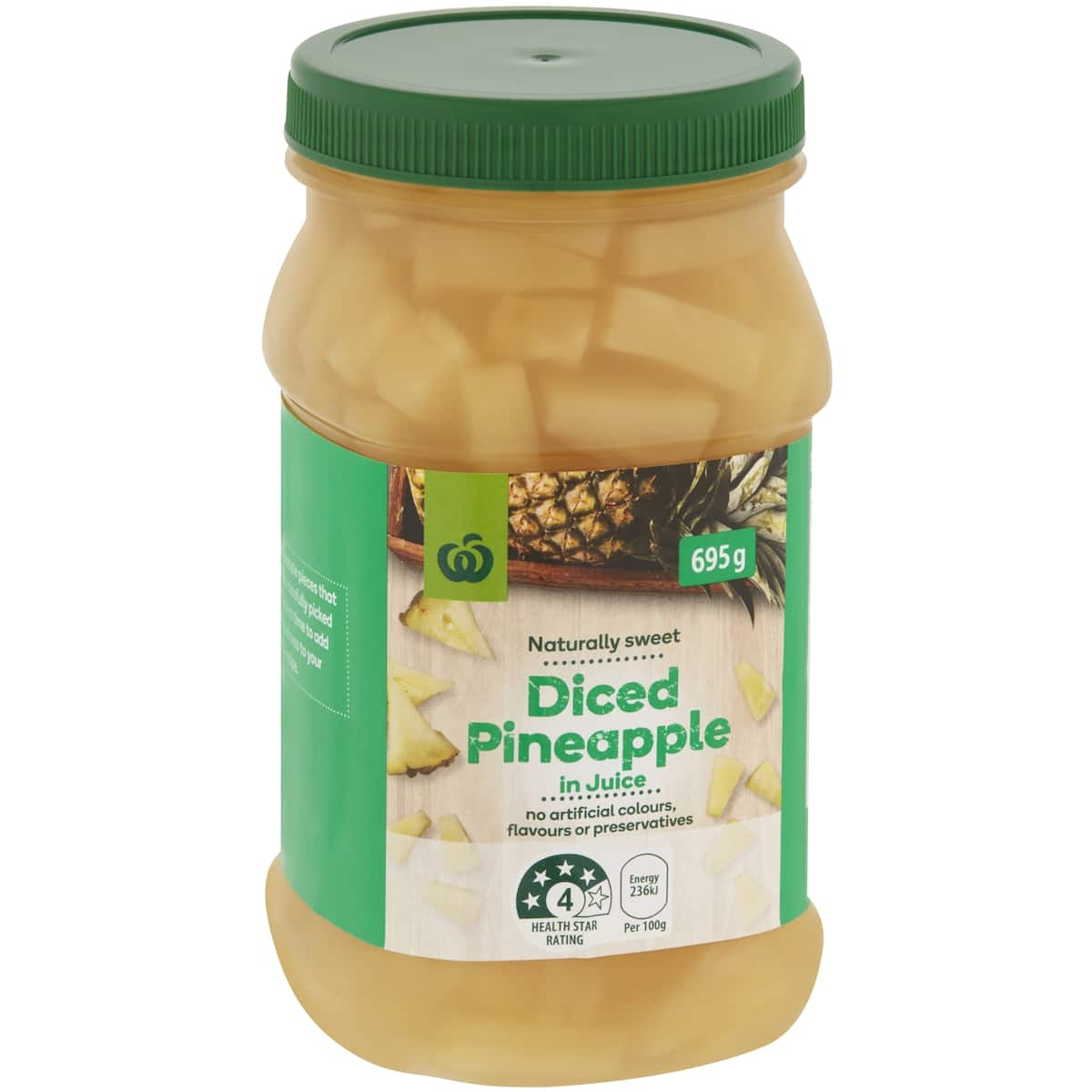 Woolworths Diced Pineapple In Juice 695g bunch