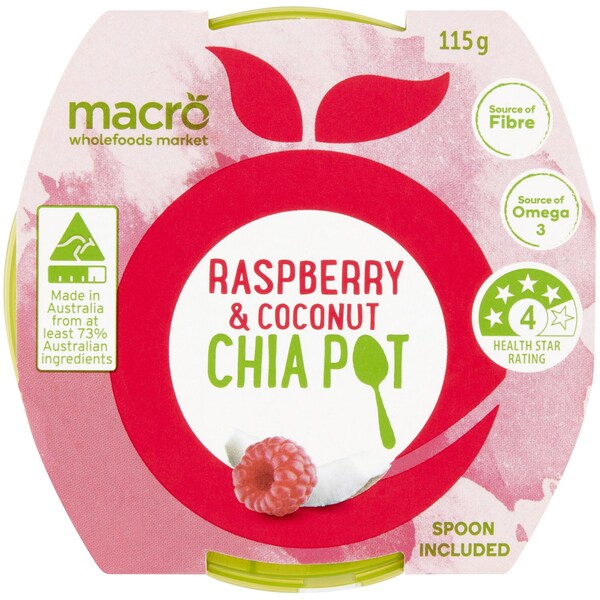 Macro Chia Pot Raspberry & Coconut 115g