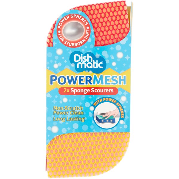 Dishmatic Powermesh Sponge Scourers 2 Pack