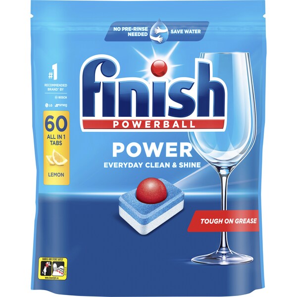 Finish Power Lemon Dishwasher Tablets 60 pack