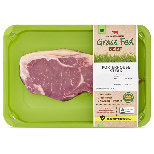 Woolworths Grass Fed Beef Porterhouse Steak Per Kg