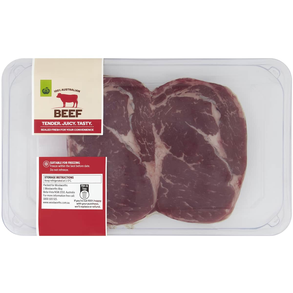 Woolworths Beef Scotch Fillet Steak Medium 250g 650g bunch