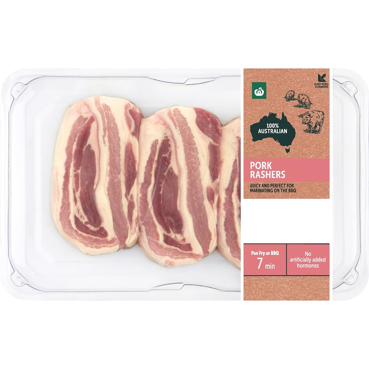 Woolworths Pork Rashers Medium 350g 850g bunch