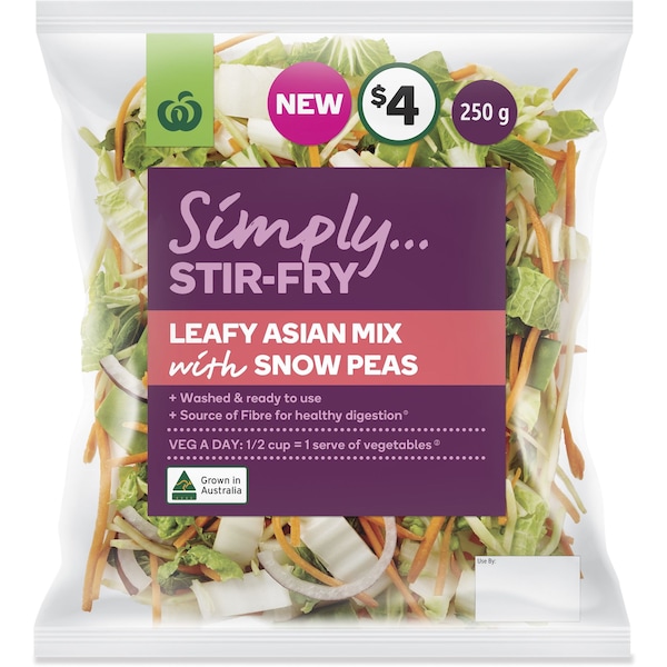 Woolworths Stir Fry Leafy Asian Mix With Snow Pea 250g