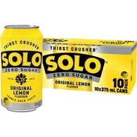Solo Zero Sugar Original Lemon Soft Drink Cans