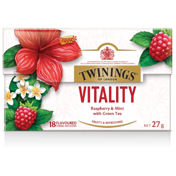 Twinings Vitality Raspberry, Mint And Green Tea 18 Pack