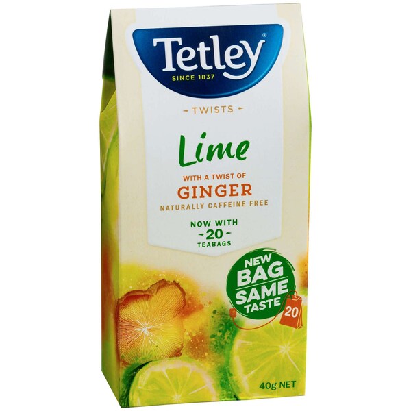 Tetley Twists Lime With a Twist Of Ginger 20 Pack