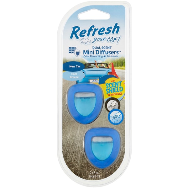 Refresh Your Car Mini Diffuser New Car Cool Breeze 2 Pack