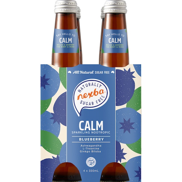 Nexba Calm Sparkling Nootropic Blueberry 330mL x 4 pack