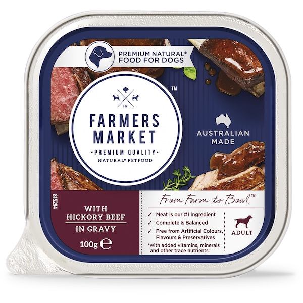 Farmers Market Adult Wet Dog Food Hickory Beef In Gravy 100g