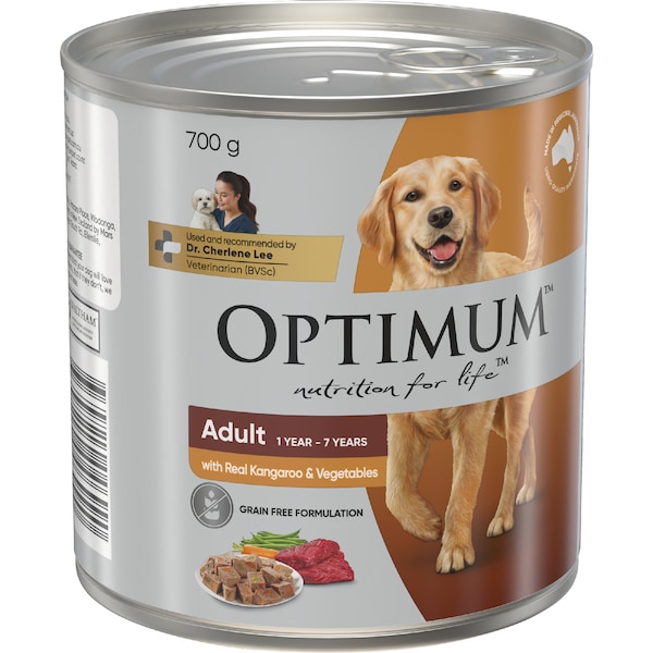 Optimum Grain Free Kangaroo & Vegetables Wet Dog Food Can 700g