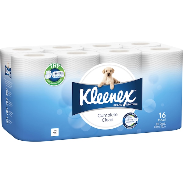 Kleenex Complete Clean Toilet Tissues 16 Pack