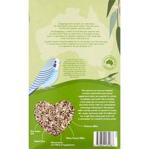 Frankie & Friends Budgie & Canary Bird Seed Mix 2kg bunch