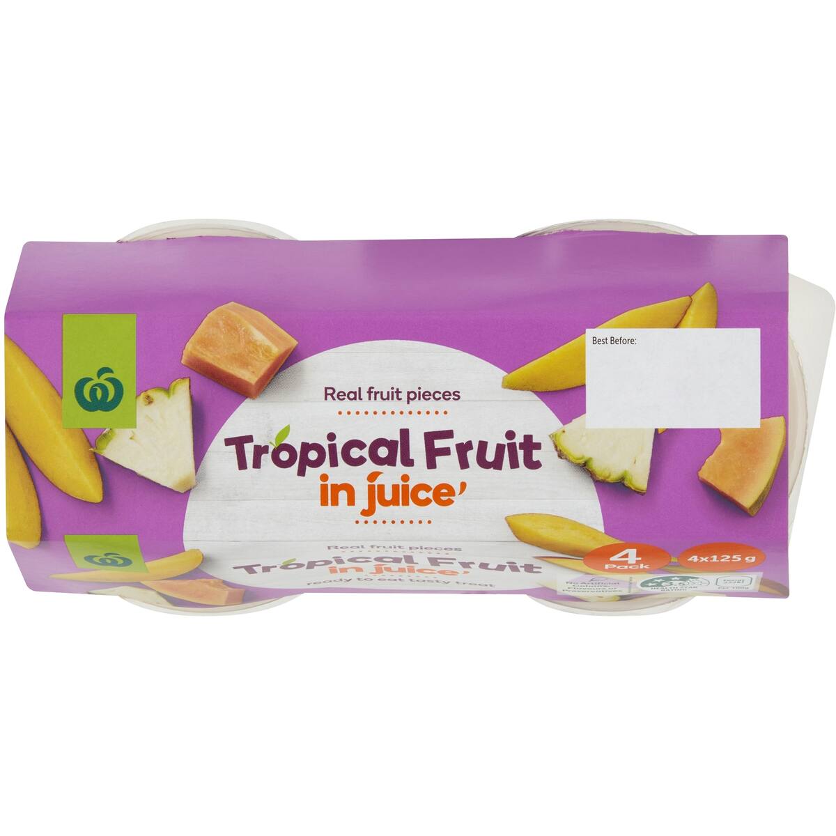 Woolworths Tropical Fruit In Juice 4 Pack bunch