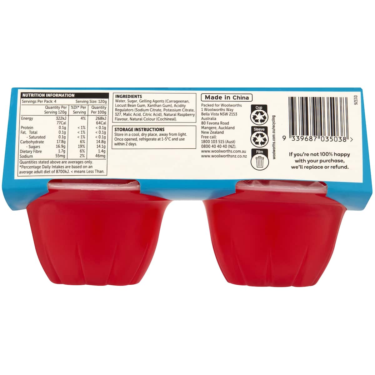 Woolworths Raspberry Jelly 4 Pack bunch