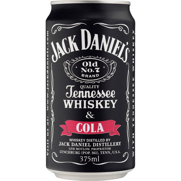 Jack Daniel's Tennessee Whiskey & Cola Can 375ml