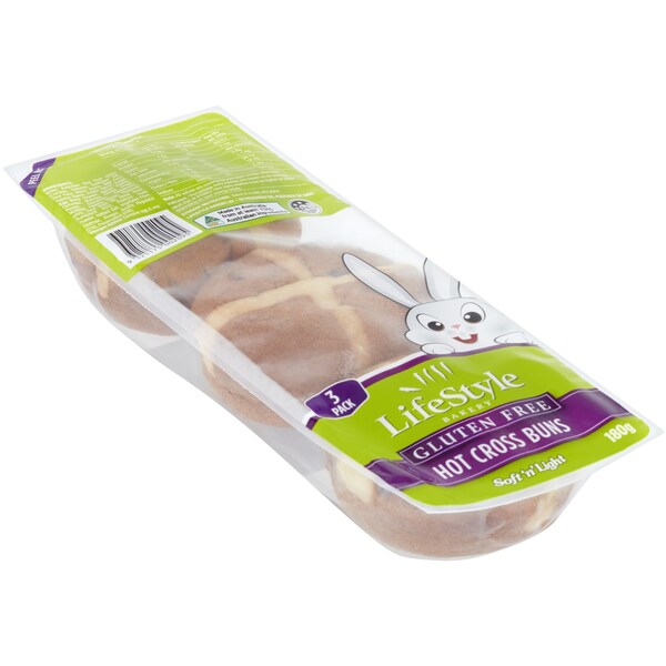 Lifestyle Bakery Hot Cross Buns Gluten Free 3x180g