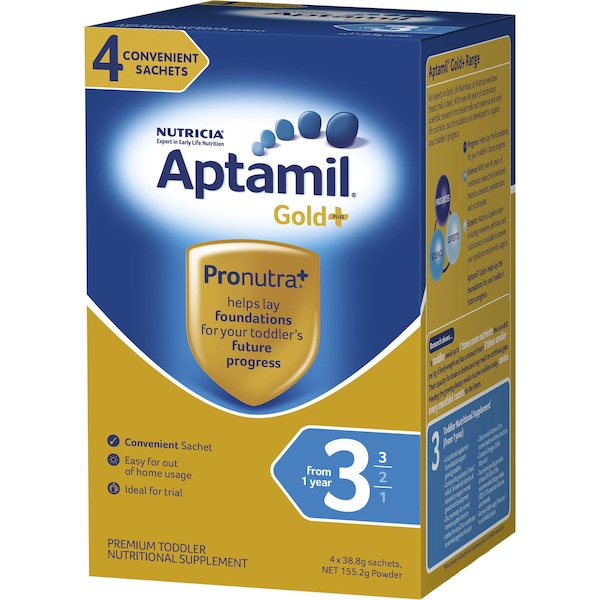 Aptamil Gold+ Toddler Milk Drink Multipack Sachet 38.8g x4 Pack