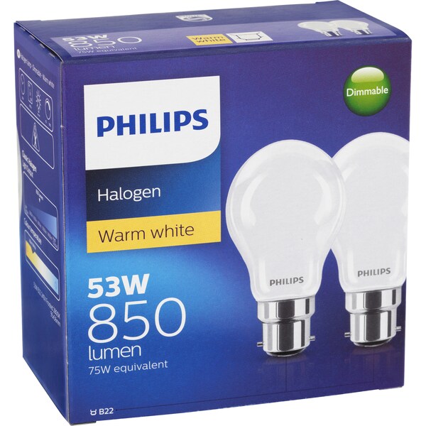 Philips Halogen 53w Frost Bc 2 Pack