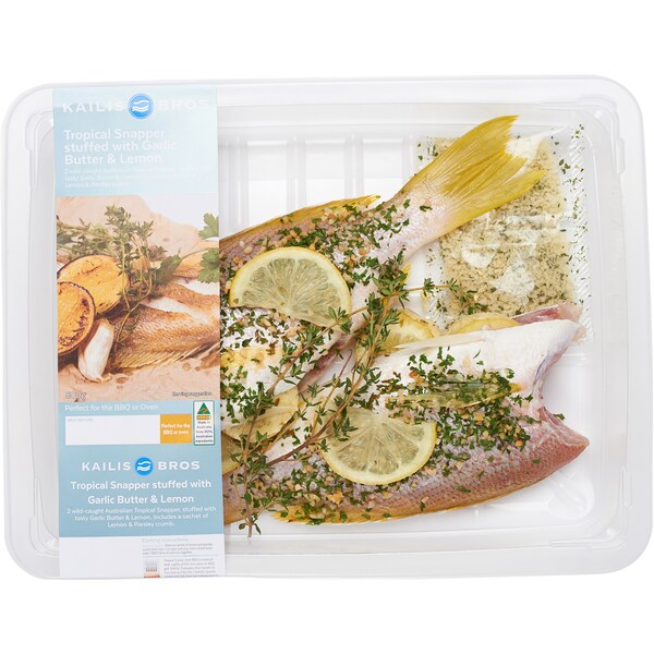 Kailis Bros Tropical Snapper Stuffed With Garlic Butter & Lemon 500g