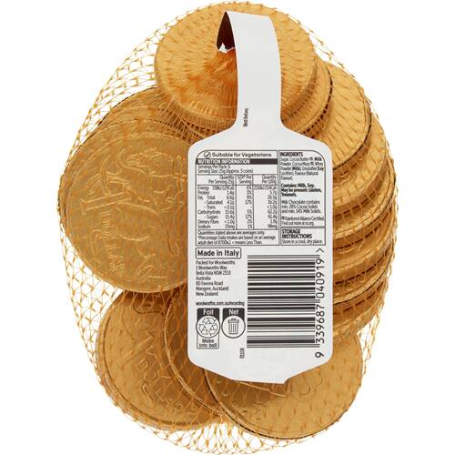 Woolworths Milk Chocolate Gold Coins 150g bunch