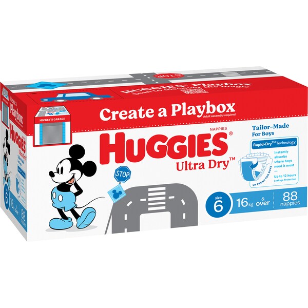 Huggies Ultra Dry Nappies Junior Boys Size 6 88 pack
