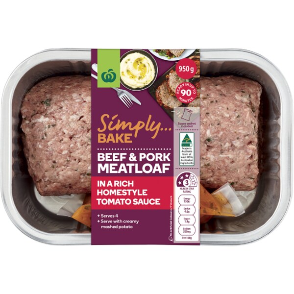 Woolworths Simply Bake Meat Loaf With Sauce 950g