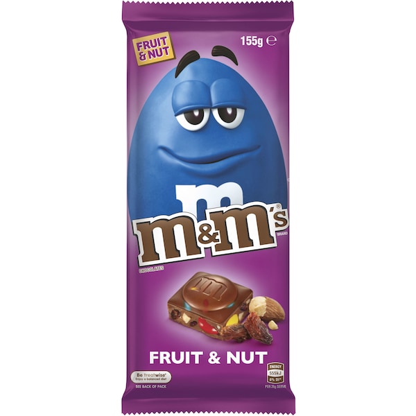 M&M's Fruit & Nut Milk Chocolate Block 155G