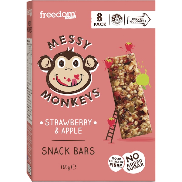 Messy Monkeys Fruit Bars Strawberry Apple 160g